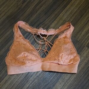 PINK Victoria's Secret Halter Style Strappy Lace Bralette - Peach Size M